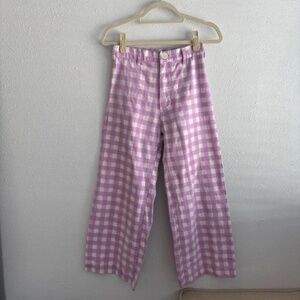 SZ Blockprints Purple/White Gingham Wide Leg Disco Pants